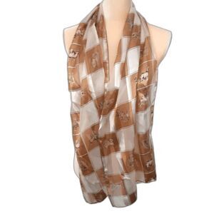 Plaid Silk Feel scarf 13X58 dogs tan